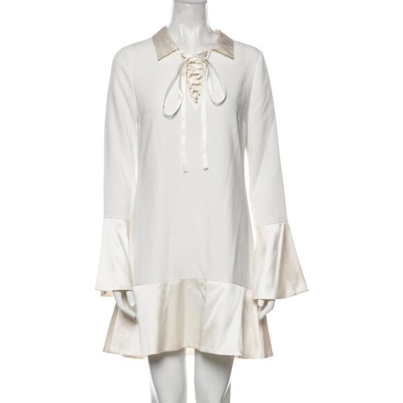 CINQ A SEPT Celebration A Line Bell Sleeve Tie Up Dress In Ivory | S - Picture 2 of 10